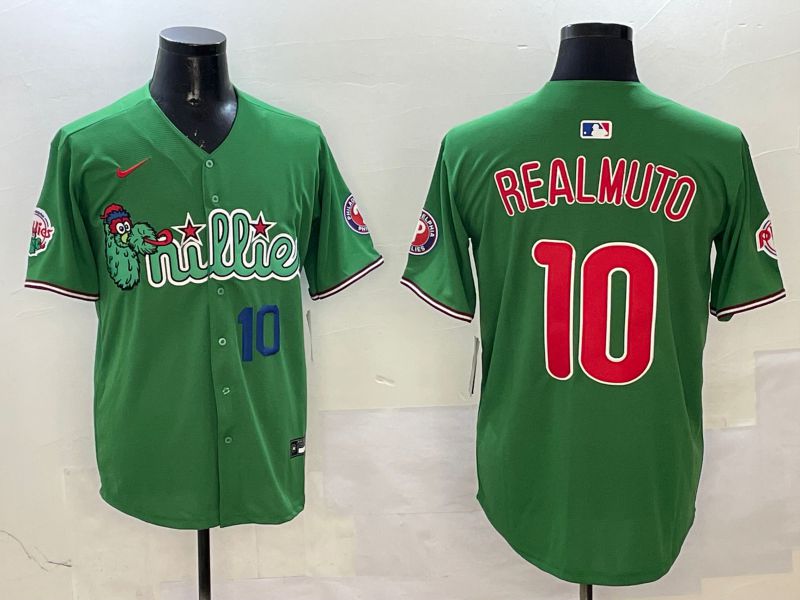 Men Philadelphia Phillies #10 Realmuto Green Three generations Joint Name Game 2025 Nike MLB Jersey style 3->philadelphia phillies->MLB Jersey